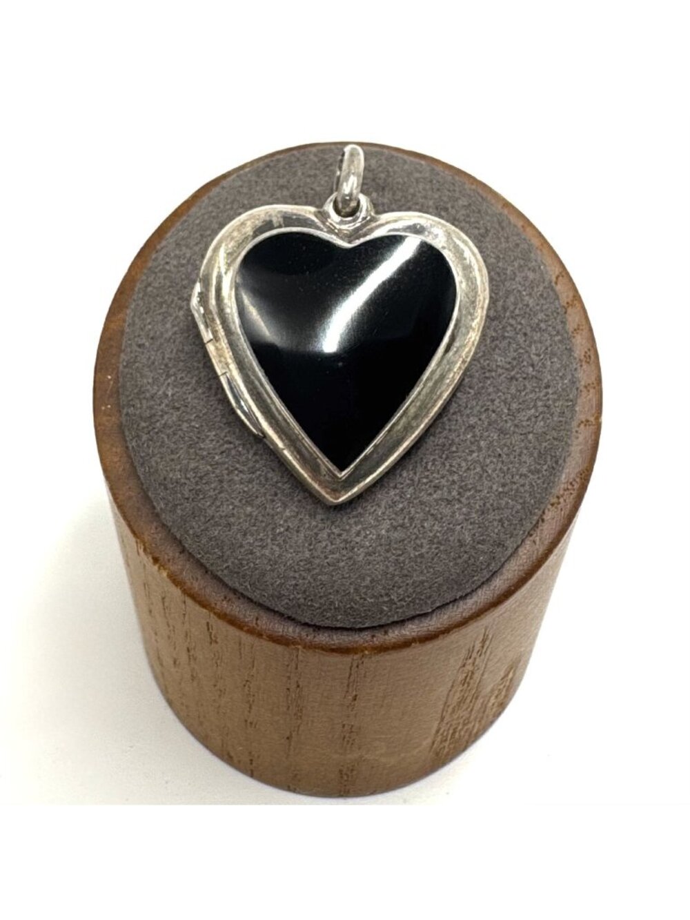 Solid Sterling Silver 925 Black Onyx Bezel Set Heart Pendant Size 1.25" Length